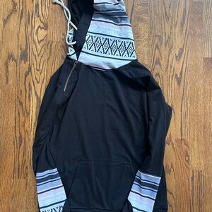 Black and Gray Patterned Hoodie